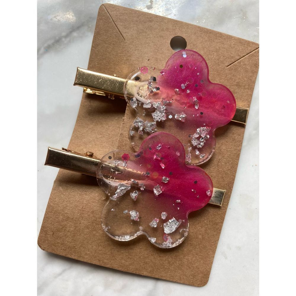 Pink flower barrette